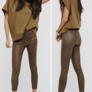 DG2 Diane Gilman Faux Leather Suede Embossed Slimming Hi-Rise Stretch Leggings.
